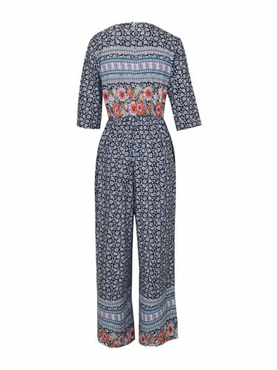Nerina – Kombinezon w Stylu Vintage Boho z Kwiatowym Nadrukiem