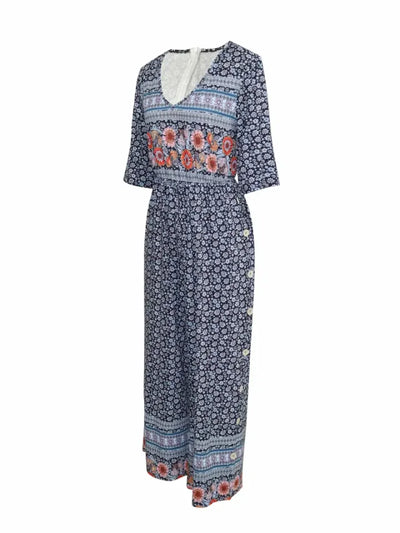 Nerina – Kombinezon w Stylu Vintage Boho z Kwiatowym Nadrukiem